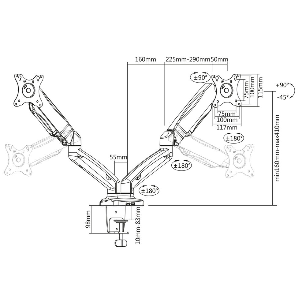 ACT Dual Gas Monitor Desk Mount