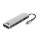 ACT USB-C 4K Multiport Adapter (HDM I/2xUSB/Reader/PD)