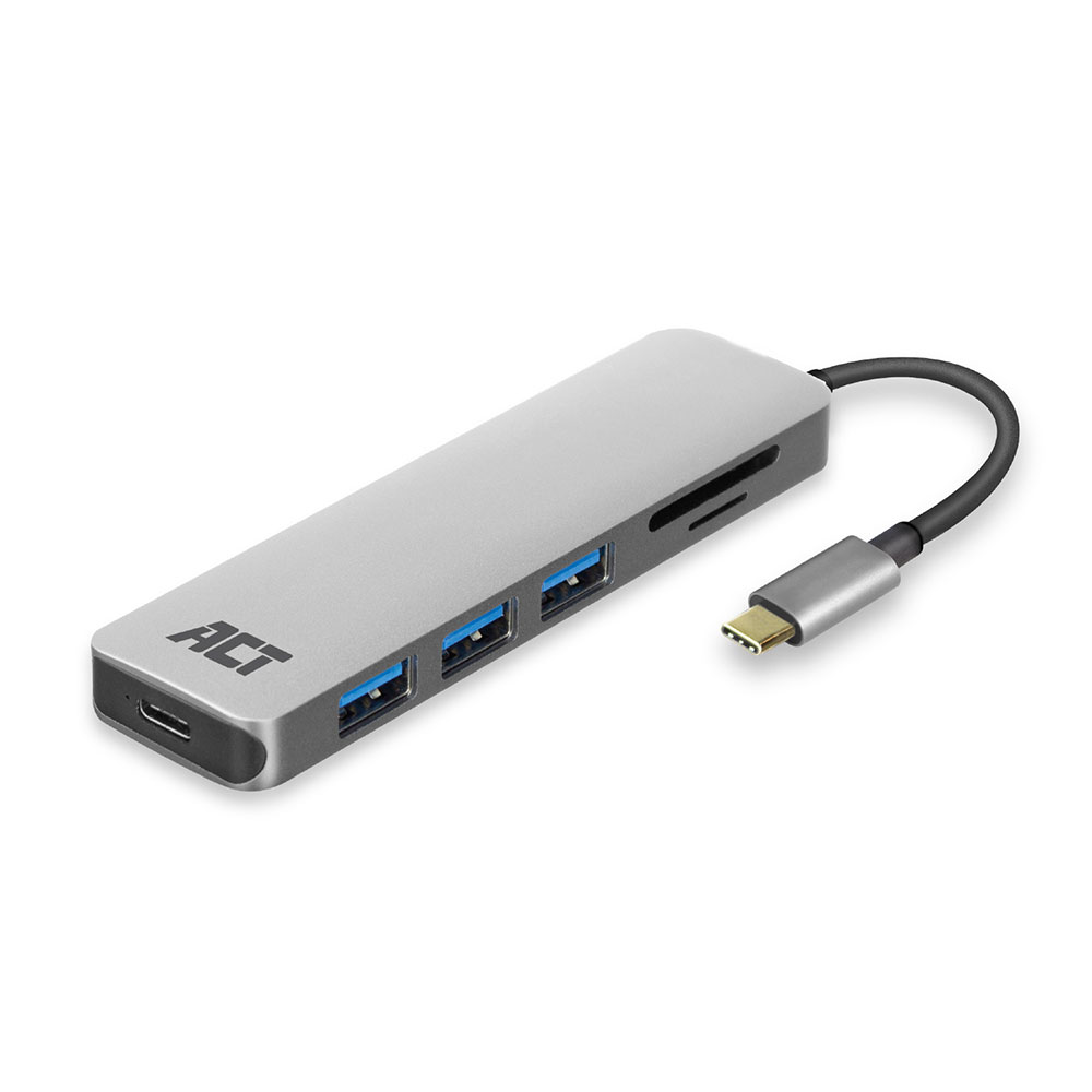 ACT USB-C Hub & Card Reader (3xUSB/ Reader/PD)