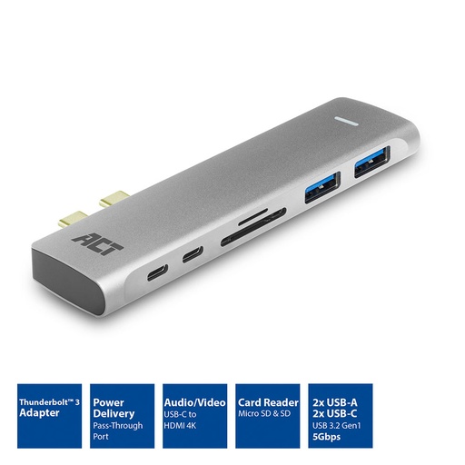 [AC7025] ACT USB-C Thunderbolt3 Multiport (H DMI/USB/PD/Reader)